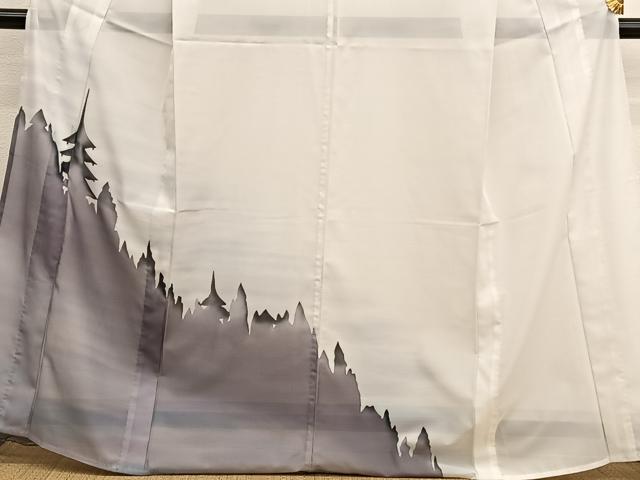 平和屋着物*夏物 訪問着 絽 風景シルエット 暈し染め 洗える着物 BAAY4359hv