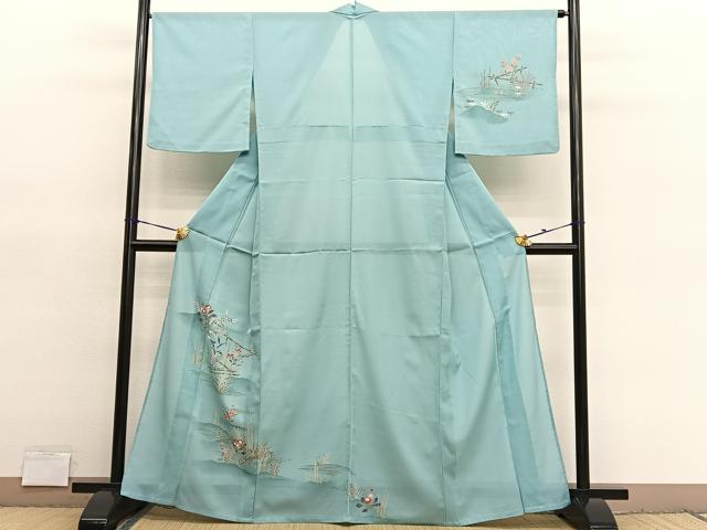 平和屋着物*夏物 訪問着 絽 友禅 秋草文 洗える着物BAAY4361hv