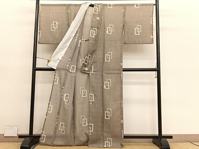 平和屋着物*夏物 小紋 紅梅織 色紙重ね花文 洗える着物 BAAY4362hv