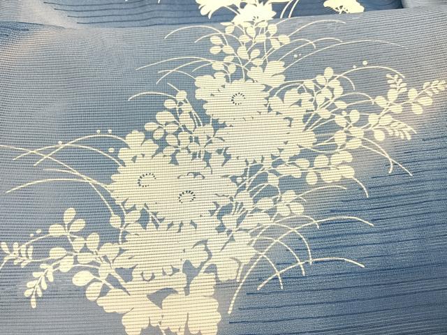 平和屋着物*YUKI TORII 鳥居ユキ 夏物 小紋 絽 流水秋草文 暈し染め さんび謹製 洗える着物 BAAY4370hv