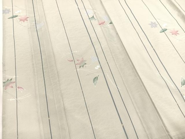 平和屋着物*夏物 小紋 絽 吹き寄せ文 暈し染め 洗える着物 未使用 BAAY4377hv
