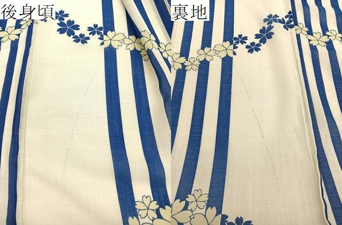平和屋着物*夏物 小紋 紗 桜 洗える着物 BAAY4383hv