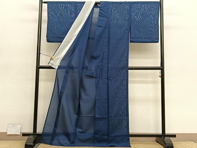 平和屋着物*夏物 色無地 絽 藍鉄色 洗える着物 BAAY4394hv