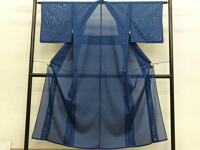 平和屋着物*夏物 色無地 絽 紺青色 洗える着物 BAAY4396hv