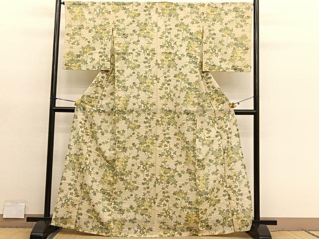 平和屋着物*夏物 紗紬 枝葉文 正絹 逸品 BAAY4403hv