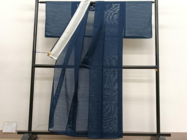 平和屋着物*夏物 色無地 絽 芝草紋紗 褐色 洗える着物 BAAY4409hv