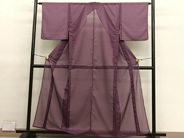 平和屋着物*夏物 色無地 絽 京紫色 洗える着物 BAAY4412hv
