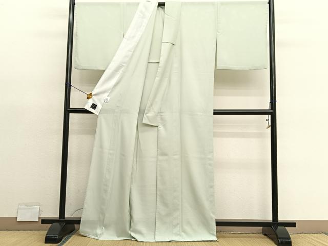 平和屋着物*夏物 色無地 絽 白緑色 洗える着物 BAAY4414hv