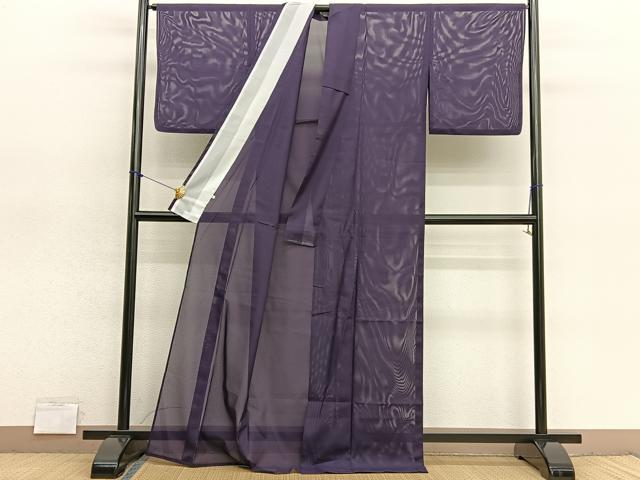 平和屋着物*夏物 色無地 絽 似せ紫色 洗える着物 BAAY4417hv