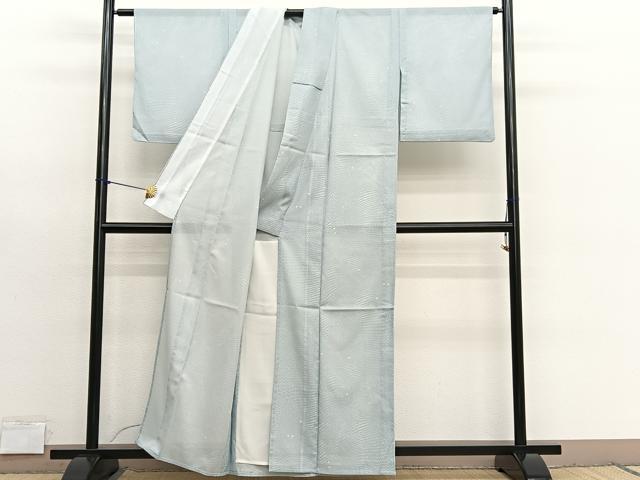 平和屋着物*夏物 小紋 絽 幾何学文様 洗える着物 BAAY4421hv