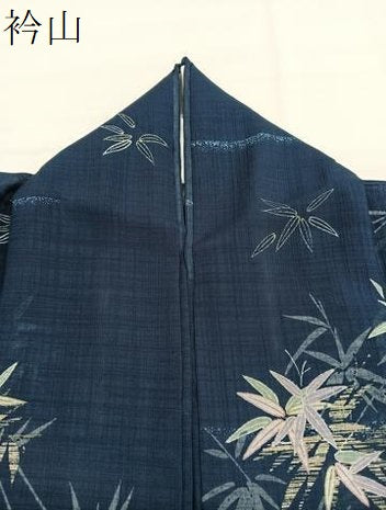 平和屋着物*夏物 小紋 紗 笹竹文 洗える着物 BAAY4423hv