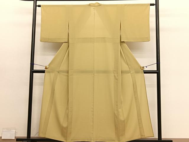平和屋着物*夏物 色無地 絽縮緬 玉蜀黍色 洗える着物 BAAY4426hv