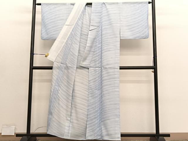 平和屋着物*夏物 小紋 絽 流水文様 暈し染め 洗える着物 BAAY4438hv