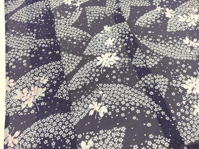 平和屋着物*夏物 小紋 絽 舞桜枝花文 洗える着物 BAAY4439hv