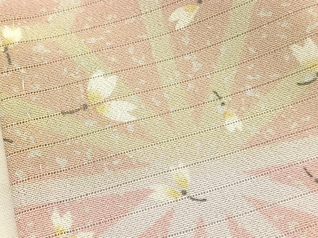 平和屋着物*夏物 小紋 絽縮緬 麻の葉舞花文 暈し染め 洗える着物 BAAY4450hv