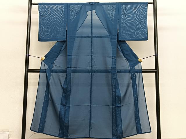 平和屋着物*夏物 色無地 絽 鉄御納戸色 洗える着物 BAAY4457hv