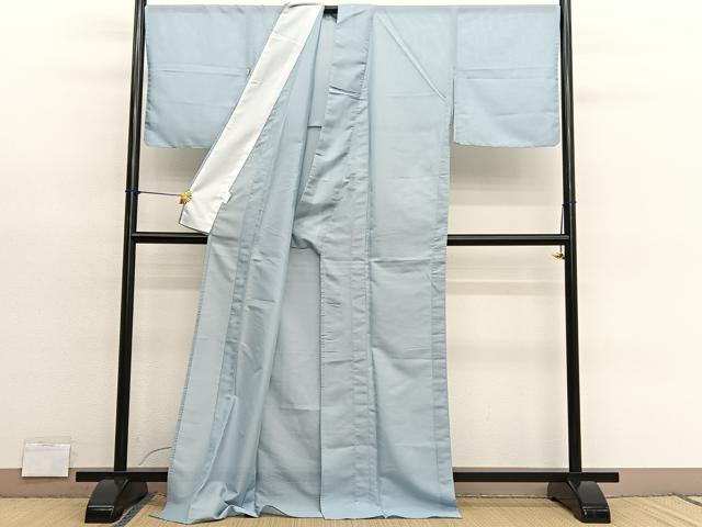 平和屋着物*夏物 色無地 絽 青磁鼠色 ロング丈 洗える着物 BAAY4460hv