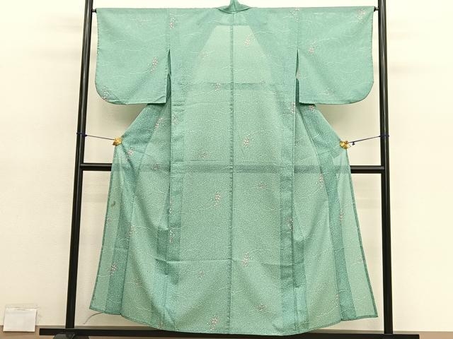 平和屋着物*夏物 小紋 絽 枝花文 洗える着物 BAAY4472hv