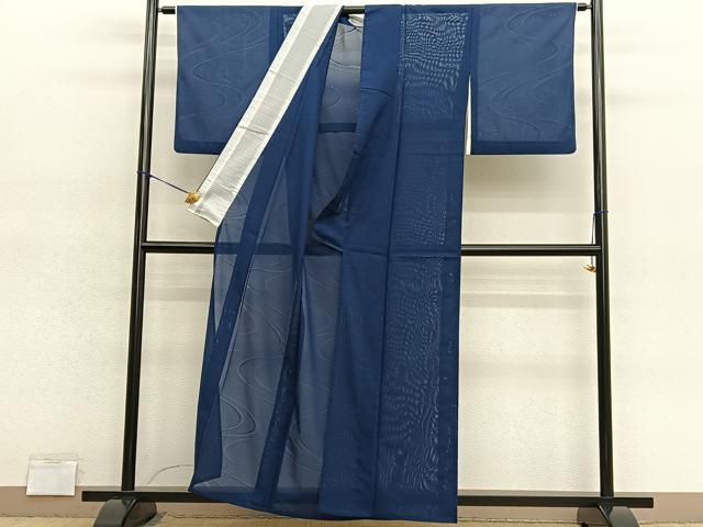 平和屋着物*夏物 色無地 絽 流水紋紗 青褐色 洗える着物 BAAY4473hv