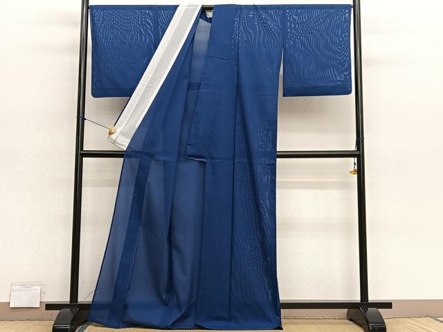 平和屋着物*夏物 色無地 絽 紺色 洗える着物 BAAY4477hv