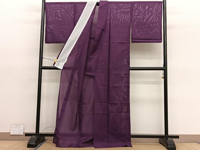 平和屋着物*夏物 色無地 絽 暗紅色 洗える着物 BAAY4479hv