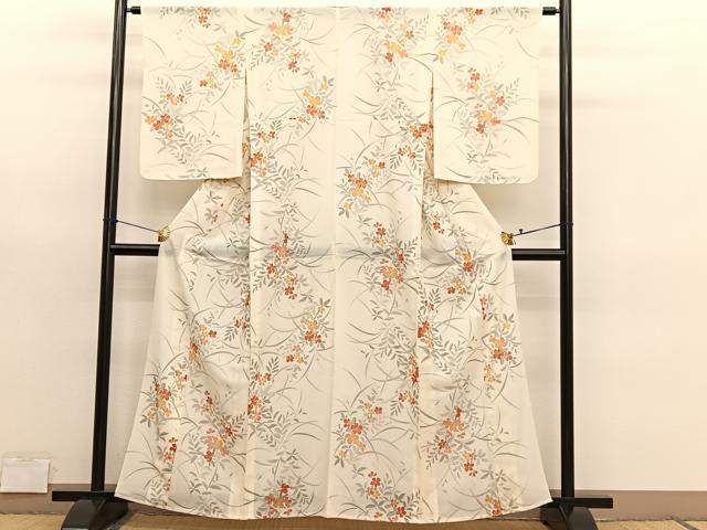 平和屋着物*夏物 小紋 絽 草花文 正絹 逸品 BAAY4489hv