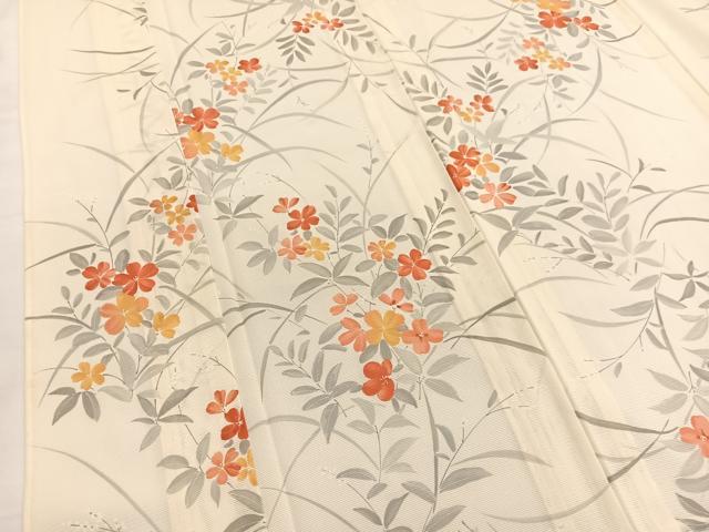 平和屋着物*夏物 小紋 絽 草花文 正絹 逸品 BAAY4489hv