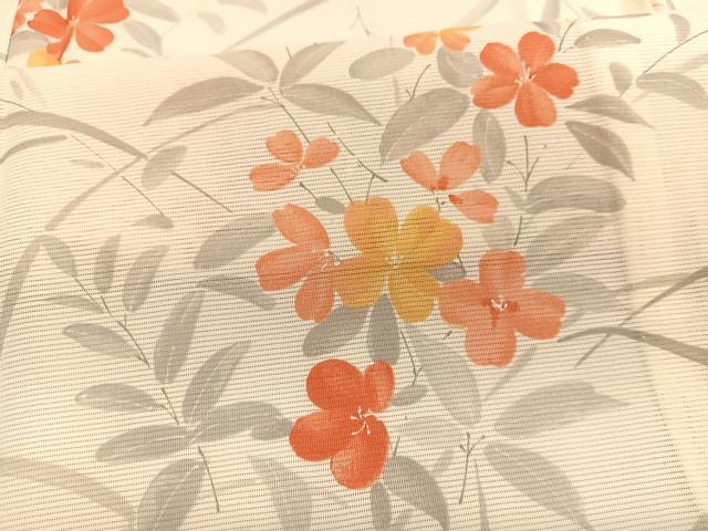 平和屋着物*夏物 小紋 絽 草花文 正絹 逸品 BAAY4489hv