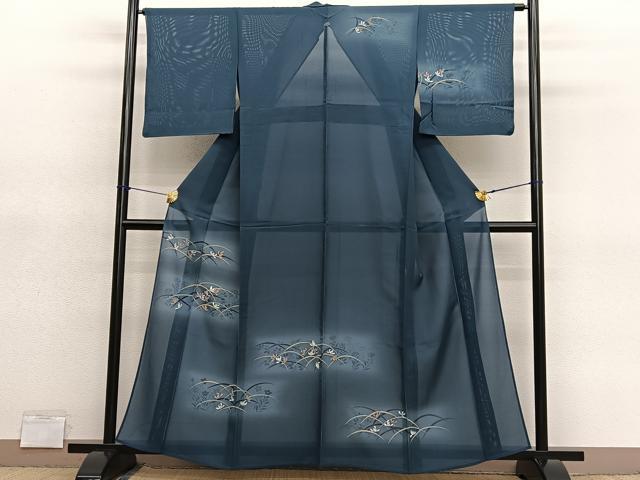 平和屋着物*夏物 訪問着 絽 草花文 暈し染め 金彩 正絹 逸品 BAAY4493hv