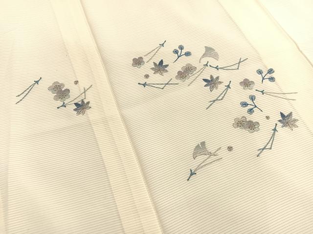 平和屋着物*夏物 色留訪問着 絽 総刺繍 吹き寄せ花文 銀糸 正絹 逸品 BAAY4496hv