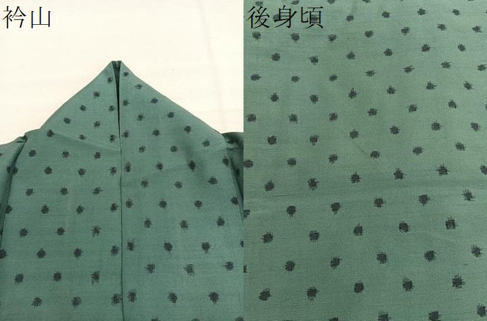 平和屋着物▽上質な紬 単衣 あられ文様 正絹 逸品 BAAY4507hv