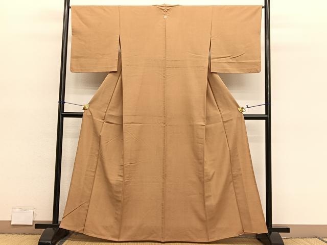平和屋着物▽上質な紬 単衣 狐色 正絹 逸品 BAAY4510hv