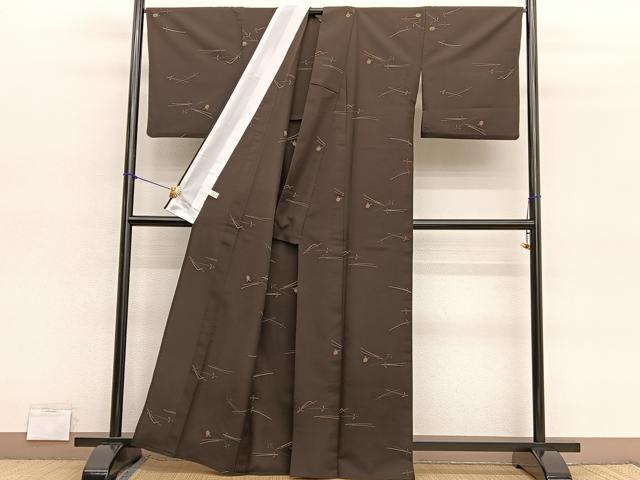 平和屋着物▽小紋 単衣 こぼれ松葉 洗える着物 BAAY4524hv