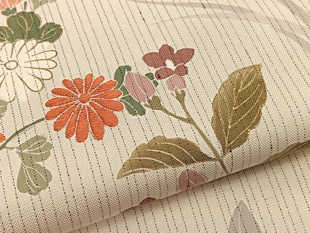 平和屋着物▽訪問着 単衣 刺繍 草花文 金彩 正絹 逸品 BAAY4525hv