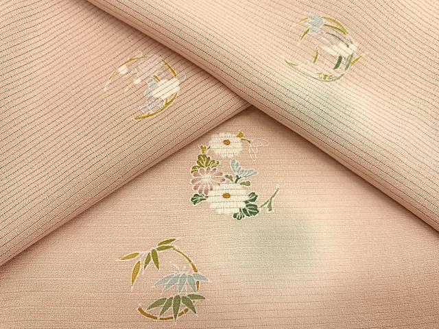 平和屋着物*夏物 小紋 絽縮緬 花丸文 蛍暈し 正絹 逸品 BAAY4528hv