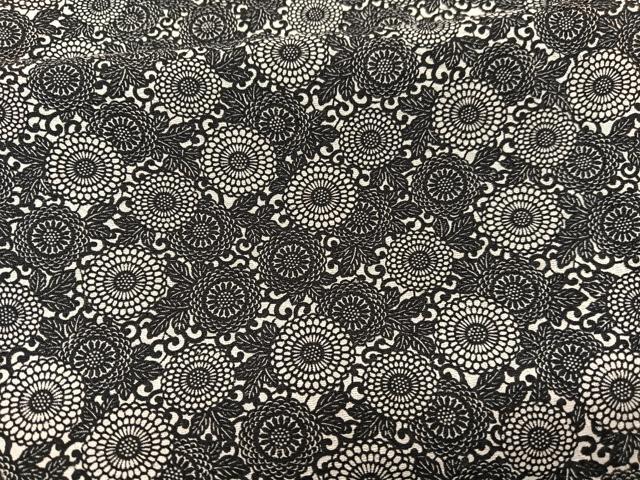 平和屋着物▽上質な小紋 単衣 型染め 菊 正絹 逸品 BAAY4534hv