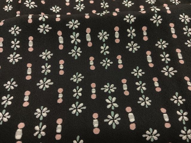 平和屋着物▽上質な小紋 単衣 花間道 黒地 正絹 逸品 BAAY4540hv