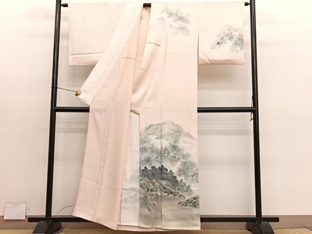 平和屋着物▽訪問着 単衣 作家物 手描き 風景文 暈し染め 正絹 逸品 BAAY4541hv