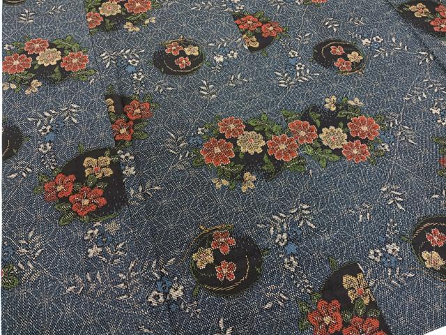 平和屋着物▽上質な紬 単衣 花丸文 正絹 逸品 未使用 BAAY4548hv