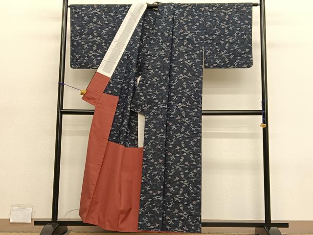平和屋着物■上質な紬 草花文 正絹 逸品 BAAY4561hv