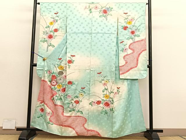 平和屋着物■豪華振袖 総刺繍 駒刺繍 絞り 枝花文 暈し染め 金糸 正絹 逸品 BAAY4565hv