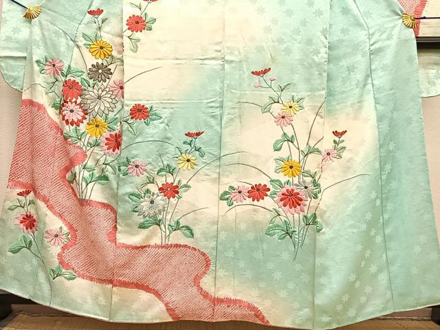 平和屋着物■豪華振袖 総刺繍 駒刺繍 絞り 枝花文 暈し染め 金糸 正絹 逸品 BAAY4565hv