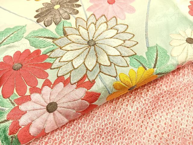 平和屋着物■豪華振袖 総刺繍 駒刺繍 絞り 枝花文 暈し染め 金糸 正絹 逸品 BAAY4565hv