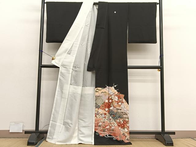 平和屋着物■豪華黒留袖 重山几帳花文 金彩 正絹 逸品 BAAY4581hv