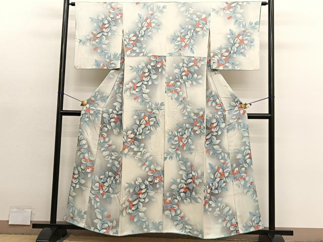平和屋着物■上質な小紋 枝花文 暈し染め 正絹 逸品 BAAY4625hv