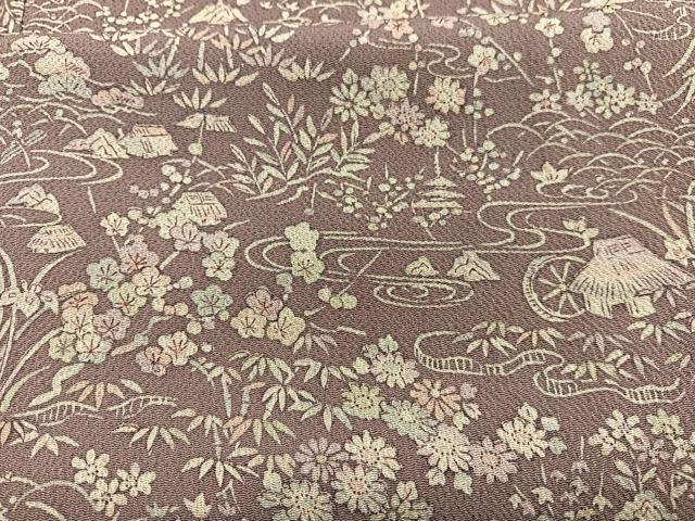平和屋着物■上質な小紋 御所解花文 鬼しぼ縮緬 正絹 逸品 BAAY4628hv