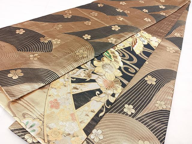 平和屋着物◎佐賀錦 両面 六通柄袋帯 花蝶文 金銀糸 正絹 逸品 BAAX5400qw