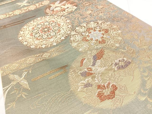 平和屋着物◎六通柄袋帯 正倉院花鳥文 金糸 正絹 逸品 BAAY5046qw