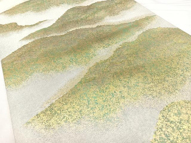 平和屋着物◎六通柄袋帯 遠山文 金銀糸 正絹 逸品 BAAY5059qw
