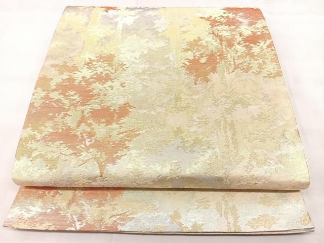 平和屋着物◎六通柄袋帯 樹林文 金銀糸 正絹 逸品 BAAY5061qw